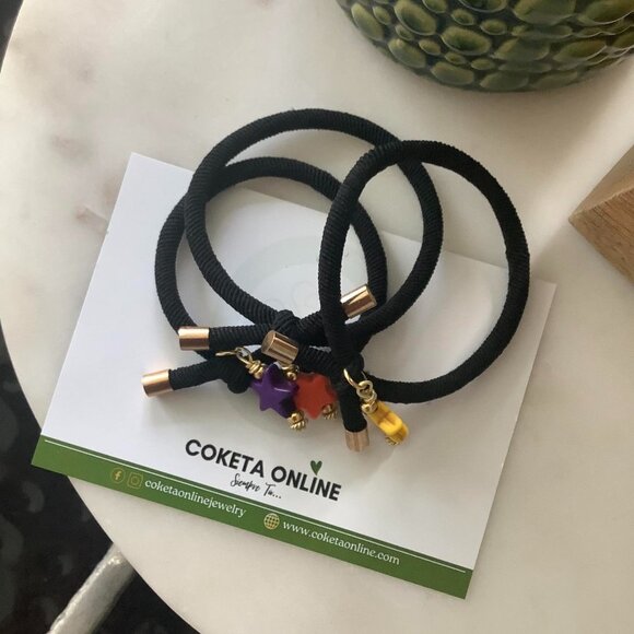 Elastic Bands - Bracelet or Hair Bands Womens Black [3] Elastic Bands Brand New - Picture 3 of 7